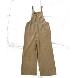 ZARA Overalls Carpenter Bibs Twill Oversized Tan Front Pockets Women’s Small